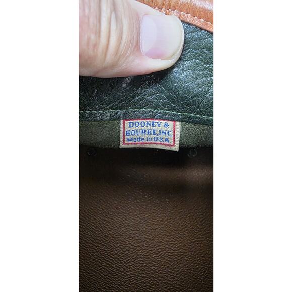 Dooney & Bourke Vintage AWL Leather Gladstone Satchel Green and British tan - Picture 7 of 8